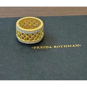 New! Freida Rothman Signature Collection Woven Lattice Sz 7 Wide Band Ring